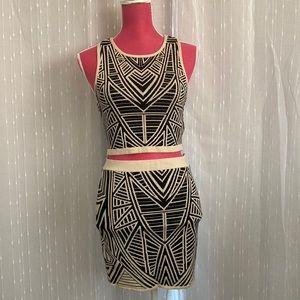 Two piece  knit mini skirt & crop top.